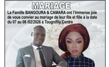 Carnet Blanc: Goureissy Bangoura et Mamadama Camara se diront OUI à Abdouyah dans la sous-préfecture de Tougnifily du 08 février 2027