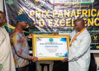 Mohamed Lamine Diaby honoré du Prix Panafricain d’Excellence pour la Promotion de la Bonne Gouvernance Électorale