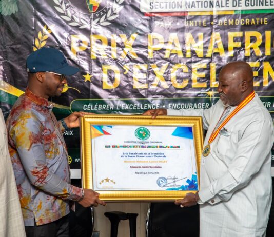 Mohamed Lamine Diaby honoré du Prix Panafricain d’Excellence pour la Promotion de la Bonne Gouvernance Électorale