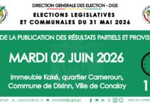 Élections législatives et communales du 31 mai 2026 : la DGE poursuit la publication des résultats partiels et provisoires