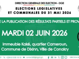 Élections législatives et communales du 31 mai 2026 : la DGE poursuit la publication des résultats partiels et provisoires