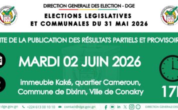 Élections législatives et communales du 31 mai 2026 : la DGE poursuit la publication des résultats partiels et provisoires