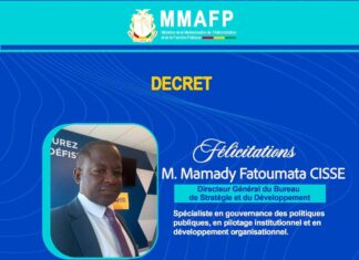 Mamadi Fatoumata Cissé nommé Directeur général du BSD : un message de reconnaissance et d’engagement
