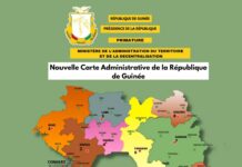 La nouvelle carte administrative officielle de la République de Guinée
