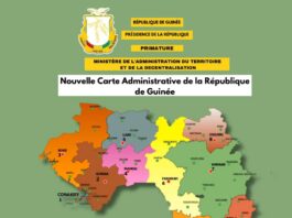 La nouvelle carte administrative officielle de la République de Guinée