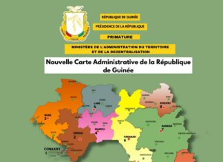 La nouvelle carte administrative officielle de la République de Guinée
