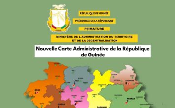 La nouvelle carte administrative officielle de la République de Guinée