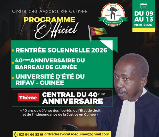 Guinée : le Barreau célèbre 40 ans d’engagement pour les libertés et l’État de droit